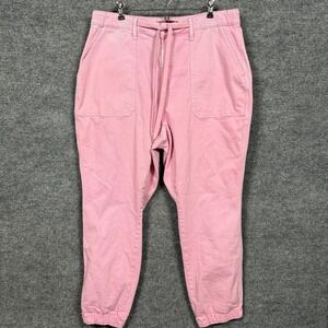 Judy Blue Womens 18W Jogger Pants Pink Denim Garment Dyed Tapered Cotton Blend